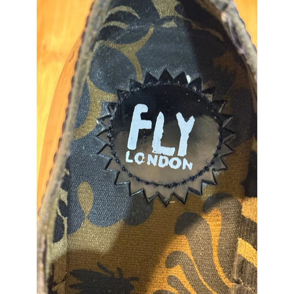 Fly London Yala Black Patent Leather Lace  Wedge Platform Oxfords P500324011 40
